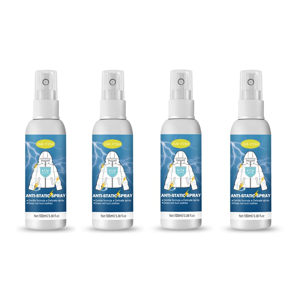 Uposao 4 Pièces Réduit Statique Vêtements, Spray Antistatique, Spray Statique, Spray Antistatique Réduit L'adhérence Statique élimine Les Chocs, 100ml