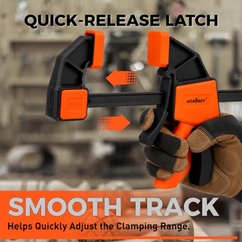 Image of HORUSDY 8-Pack Bar Clamps for Woodworking, 12 inch and 6 inch Bar Clamps with 2-Piece Clamp Connectors, Quick-Release Wood Clamps with 150 LBS Load Limit, Trigger Clamp Set