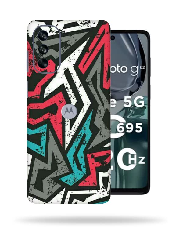 OggyBaba Abstract Mad Angle Skin Back Protector Film Ultra Thin Scratch Resistant Vinyl (Not Case and Cover) for Moto G62 5G