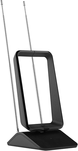 One For All Amplified Indoor Digital TV Aerial - Ready to receive Freeview and Analogue TV Signals within a range of 15 miles  Full HD Ready - HDTV Antenna  UHF/VHF  black - SV9460
