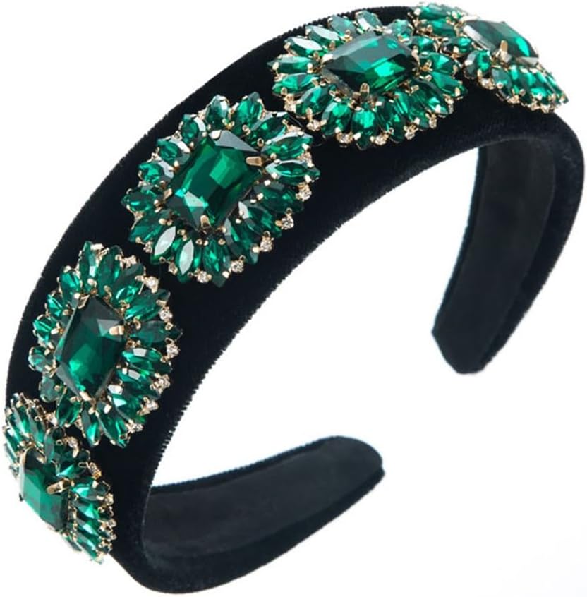 Hair Accessories with Diamonds and Pearls Temperament Female Vintage Heavy Duty Green Jewelry