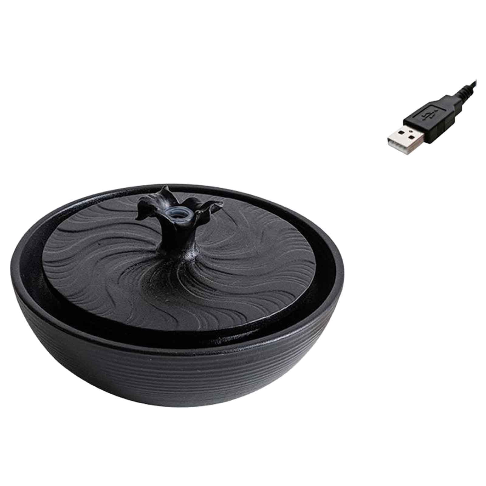 Desktop fountain, Circulating Water Fountain Humidifier Birth Wealth Inviting Feng Shui(Black)