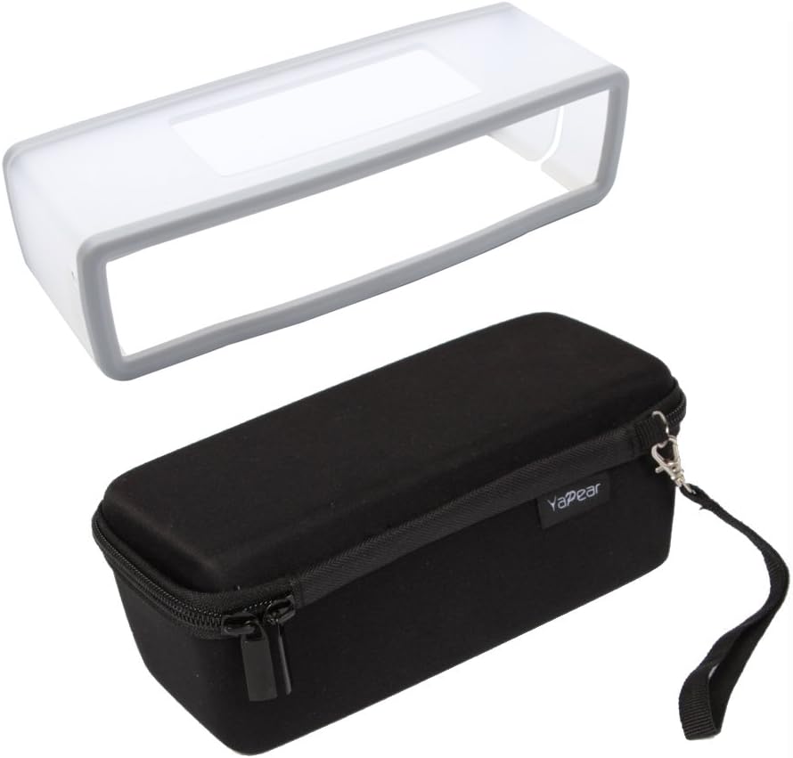 YaPear Hard Case Travel Bag + Soft Cover for Bose Soundlink Mini Bluetooth Portable Wireless Speaker 1 & II (Black+Gray)