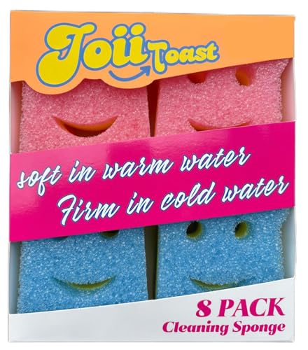 8-Pack Toast-Shaped Kitchen Dish Scrub Sponges, Temperature Controlled Colorful Non-Scratch Dual-Sided Cleaning Pads, Multipurpose Premium Cleaning Sponges for Kitchen, Bathroom & Household Use