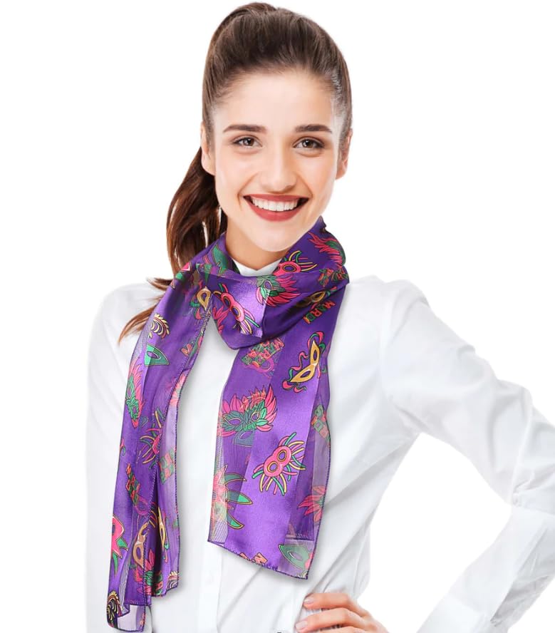 Mardi Gras Scarves Silk Satin Like Feeling Head Scarf for Women 58 Inch Long3