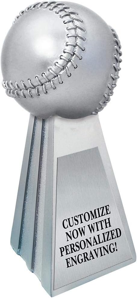 Crown Awards 7" Baseball Gridiron Trophy, Metallic Fantasy Baseball Sculpture Trophies Prime