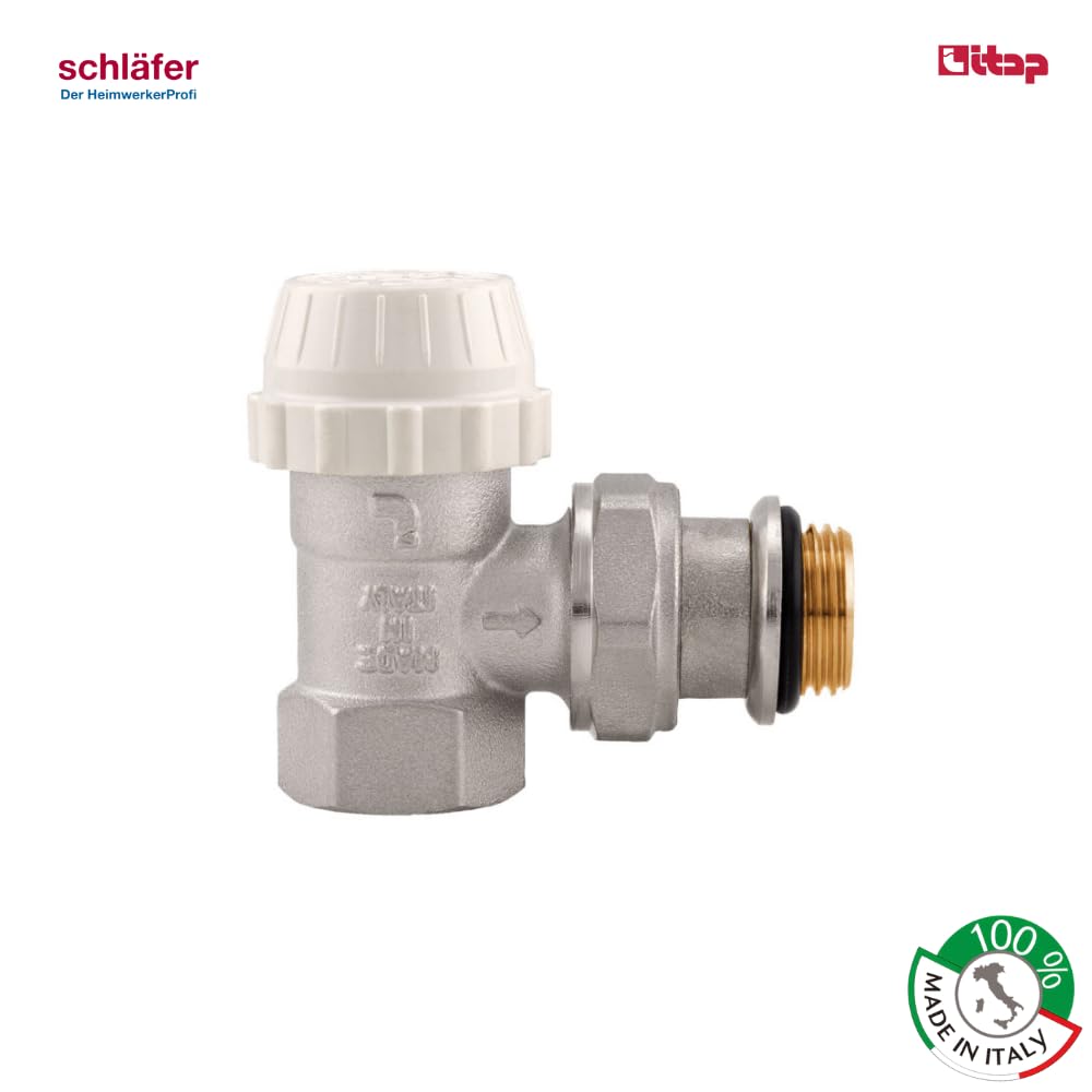 Schläfer 37021001 - Thermostat-Komplett-Set Eckform, Thermostatkopf mit eingebautem Flüssigkeitsfühler, Frostschutz, Heizkörper, Heizungsregler - 1/2 Zoll -Thermostatventil Eckform