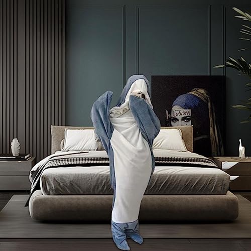 Cobertor de dormir de tubarão - cobertor de flanela macia de tubarão com capuz - Saco de dormir com