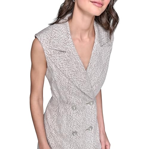 Image of KARL LAGERFELD Paris Women's Abstract Jacquard Collared Sleeveless Blazer Dress