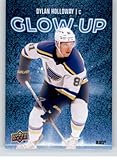 2025-26 Upper Deck Series Two Glow-Up Speckle #GU-23 Dylan Holloway St. Louis Blues Official Hockey Card in Raw (NM or Better) Condition