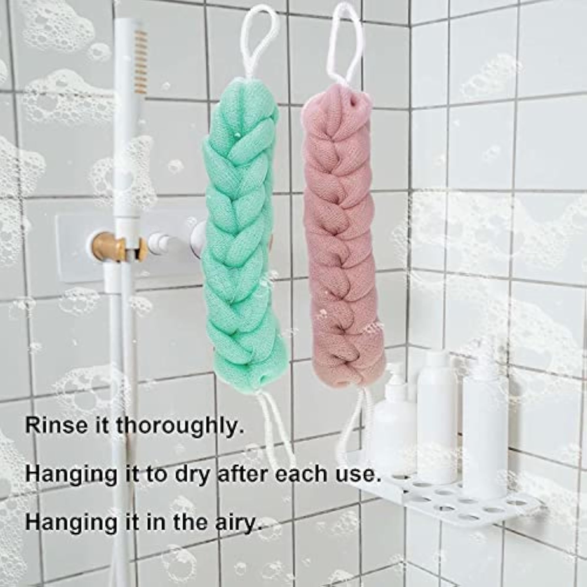 2Pcs Shower Body Exfoliate Puff Sponge Mesh Net Ball