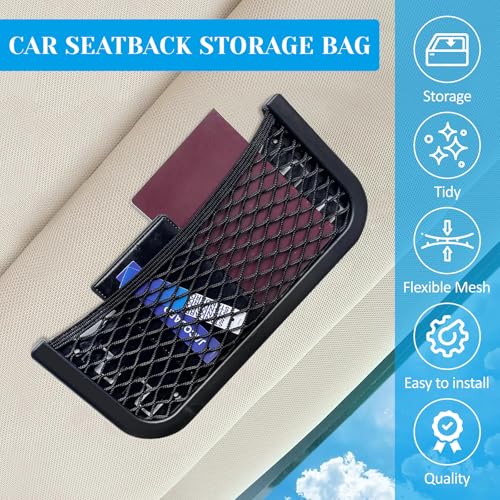 2 Stück Universelles Selbstklebend Elastisch Ablagenetz, Selbstklebendes Netztasche Auto mit Gummiband und Schrauben, Kofferraum Netztasche Auto für Sonnenbrille Telefon Führerschein