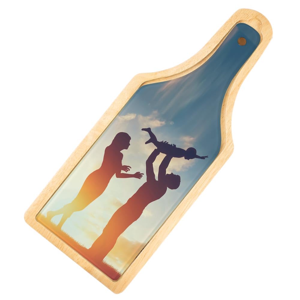 Coffret en bois et verre pour le vin et le fromage à personnaliser – Coffret personnalisable vin & fromage – Accessoire vin et plateau fromage imprimé photo