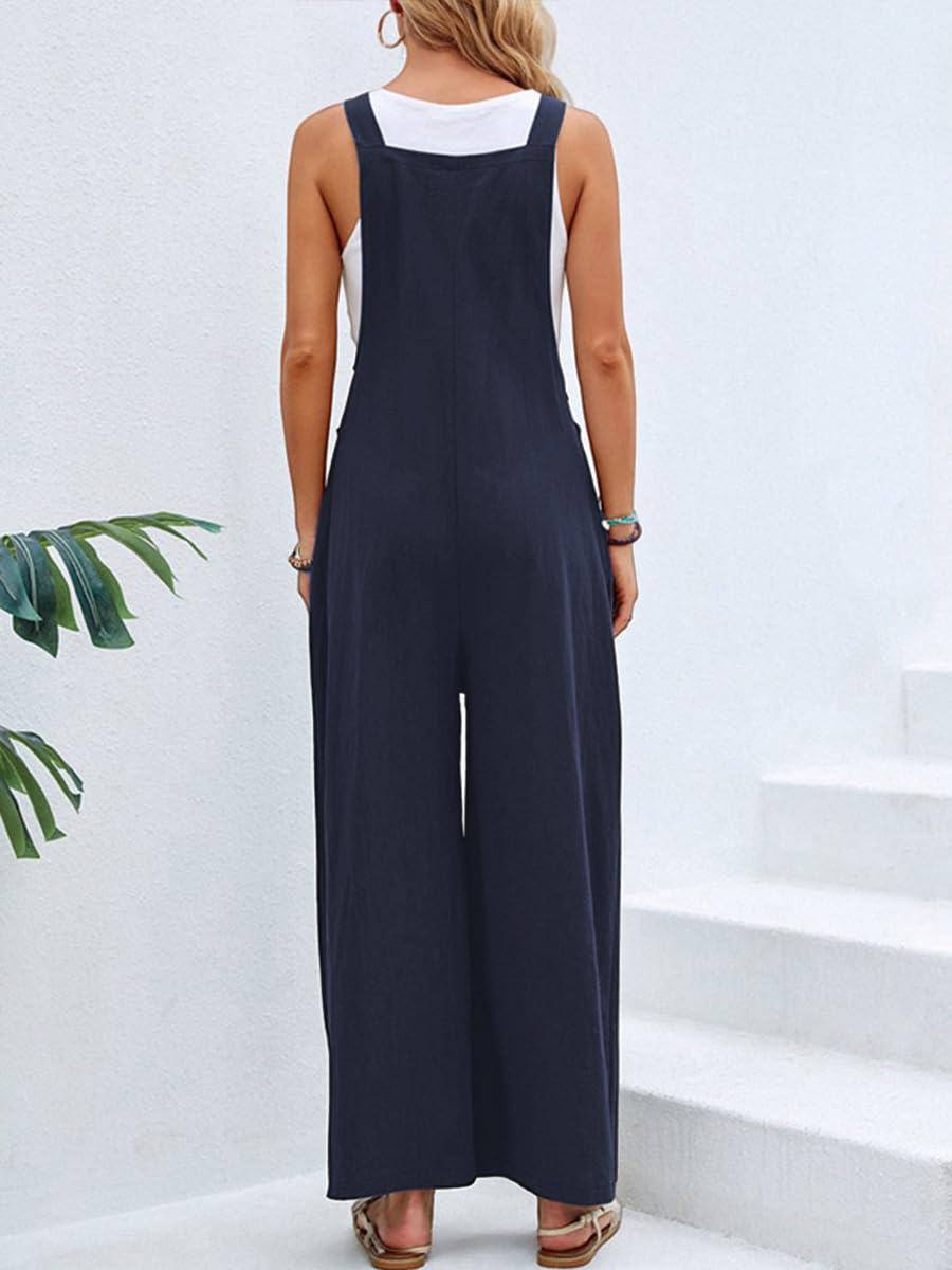 Salopette Donna Estiva Casual Pantaloni Baggy Oversize Allentata Tuta Jumpsuit con Tasca Vestibilità Ampia Tuta in Cotone Donne Casual Playsuit Pantaloni da Lavoro Sciolto Pagliaccetto da Donna Comoda