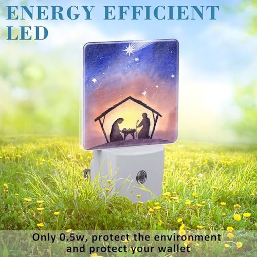 Image of Birth of Jesus in Bethlehem Night Light Plug into Wall with Dusk to Dawn Sensor Cute Nightlight for Kid Girls Boys Women Men Room Decor, Hallway, Kitchen, Bathroom, Nursery, Stairs