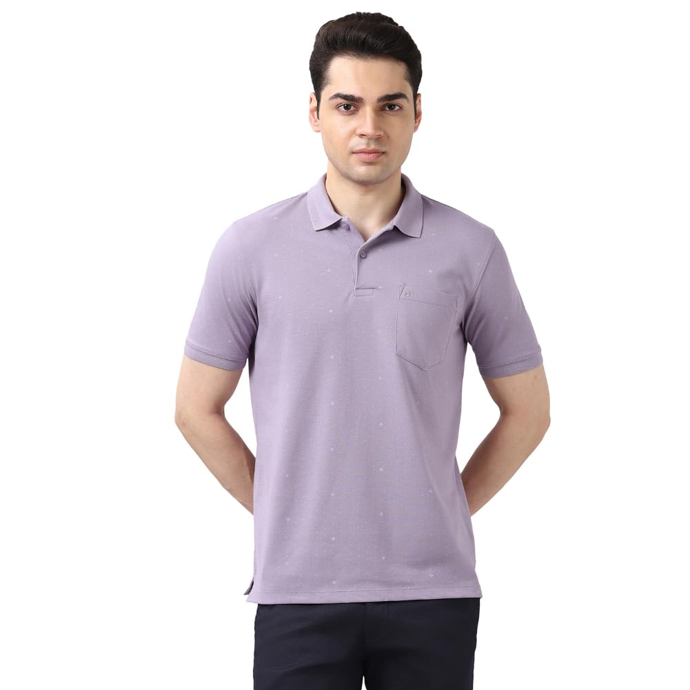Peter England Men’s Cotton-Polyester Dot Matrix Polo Shirt | Casual Wear | Smart & Sleek