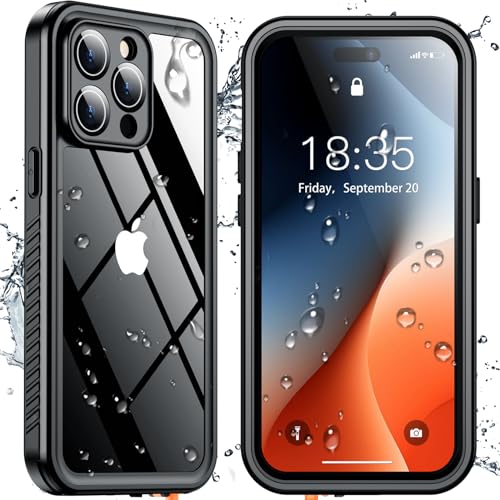 SPIDERCASE Only Designed for iPhone 14 Pro Max Case Waterproof [12FT Military Dropproof] [Built-in Screen Protector] [IP68 Underwater] Full Body Shockproof Protective Phone Case 6.7 2022 Black