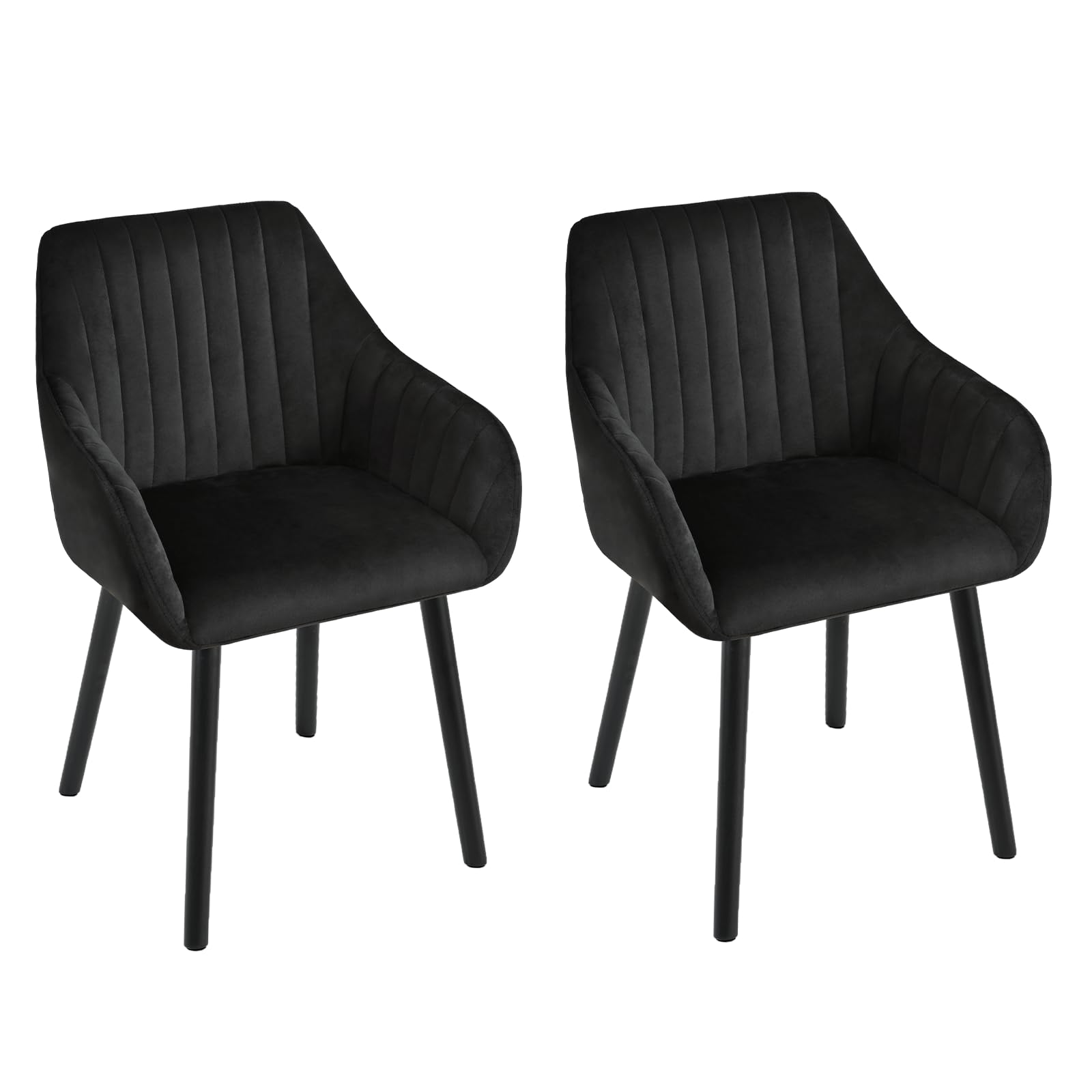 Goeurvant Dining Chairs Set of 2, Modern Kitchen Chairs with Backrest & Wooden Legs, Upholstered Armchairs for Living Room, Dining Room, Study, Velvet Fabric, Black โ image 1