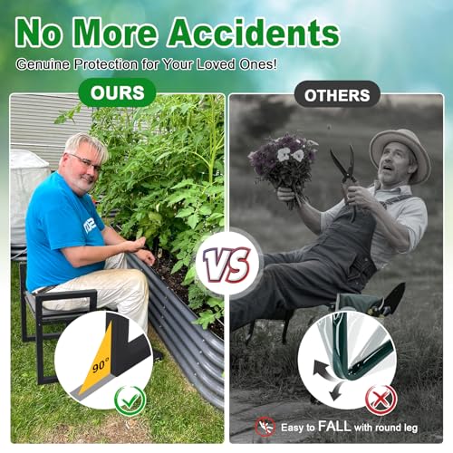 Garden Kneeler and Seat Heavy Duty - Anti-Tip Super Stable Multifunctional Gardening Stool Bench,Wide 12.7" Pads,Foldable Ergonomic Handles for Seniors Women Men Pain-Free Weeding,Planting Yard Work
