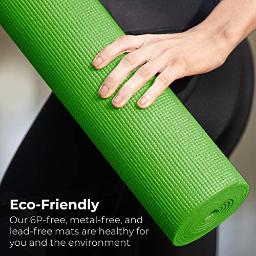 Hello Fit Yoga Mats, Bulk 10 Pack. 68X24X1/8 Inches, Affordable Exercise Gym Mats With Non-Slip Texture, Easy To Clean, Green #TOP5