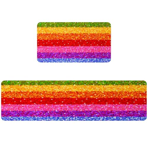 Alfombrillas de cocina VAPOKF arcoíris antideslizantes para el hogar 2