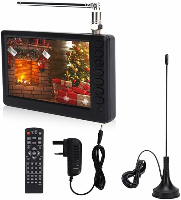ciciglow Portable TV with Antenna,5 Inch 1080P Digital Mini TV Small Analog Television with 1500mAh Battery for Motorhome, Caravan, Car