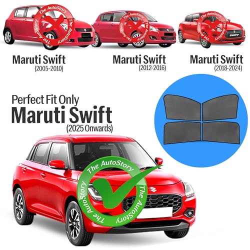 Image of AutoStory Custom Fit Non-Magnetic Cotton Mesh Car Sunshade for Swift 2025 Onwards | UV & Heat Protection Car Window Curtains | Privacy Car Sun Shade | Breathable Vehicle Specific Side Window Shades