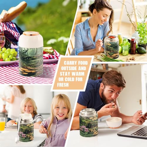 Tarro de comida aislado de acero inoxidable duradero de 500ml y estilo botánico 8