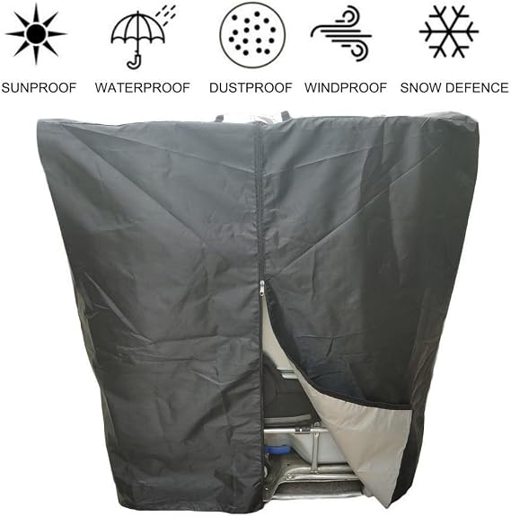 Uposao IBC Water Tank Cover Waterproof Dustproof UV Protection Cover 420D Oxford Cloth Lid Filter Water Tank Shield with Zipper for 1000L IBC Container, 120X100X116cm