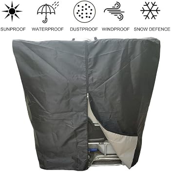 Uposao IBC Water Tank Cover Waterproof Dustproof UV Protection Cover 420D Oxford Cloth Lid Filter Water Tank Shield with Zipper for 1000L IBC Container, 120X100X116cm