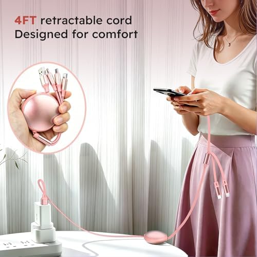 3-in-1 Multi Charging Cable, Retractable Phone Charger Cord for Car - 3