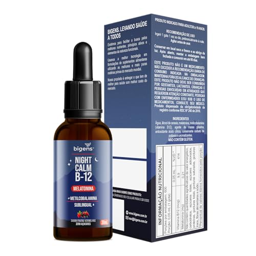 Night Calm B12: Melatonina e Vitamina B12 em gotas, sublingual, com Sabor Frutas Vermelhas, Unidade
