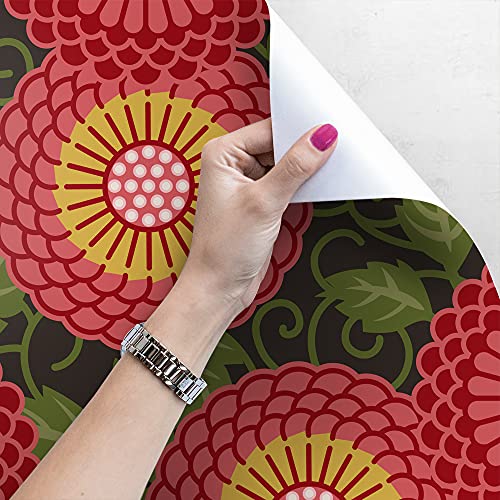 Papier peint fleurs rouges mural deco salon et meuble chambre 104x70