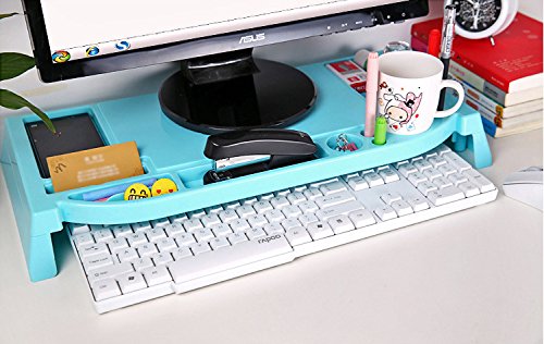 Okayji Desktop Organizer Rack Office Supply Holder/Office Computer Desk Supply Caddy Tray/Anti Dust Shelf Over Keyboard - Blue (B01BOZKKVI) Amazon Price History, Amazon Price Tracker