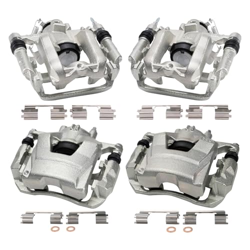 Image of TRQ Front and Rear Brake Caliper Set Zinc Coated Brackets Hardware Compatible with 2011-2015 Chevrolet Cruze 2016 Cruze Limited