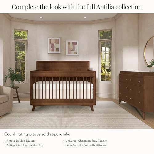 Image of Evolur Convertible Crib Wooden Full Size Bed Rail in Walnut