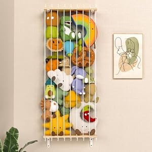 Stuffed Animal Storage Toy Organizer, Wood Stuffed Animal Holder Corner Shelf with Adjustable Length, Stuff Animal Organizer Hanging Toy Storage for Nursery Playroom Bedroom Kid Room