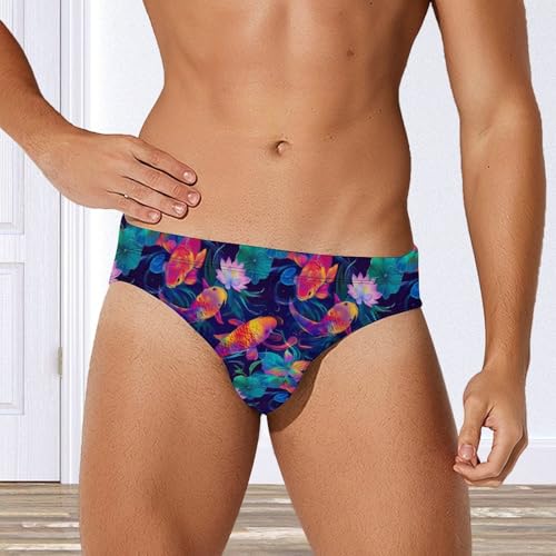 Japanese Fishes Flowers Mens Swim Briefs Sexy Bikini Swimwear Bathing Suits Trunks4