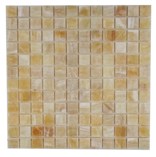 1x1 Honey Onyx Polished Mosaic Tiles Meshed on 12x12