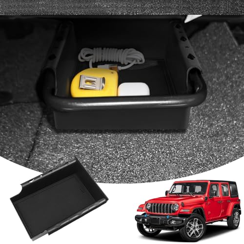 DWKJMYCP Front Under Seat Storage Box for Jeep Wrangler JL/JLU 2018-2025 and for Jeep Gladiator JT Truck 2020-2025 Hidden Seat Storage Organizer Tray Accessories