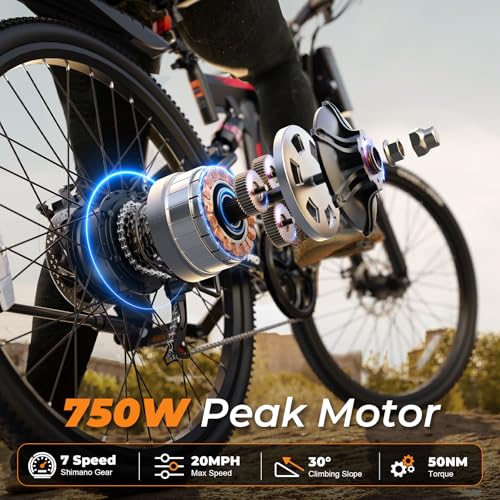 VARUN Folding Electric Bike for Adults - Peak 750W Motor 26" Ebikes, Foldable Electric Bike with 48V Longe Range Battery, Up to 20+MPH 50 Miles, 7-Speed Gears & Dual Hydraulic Suspension - Image 3