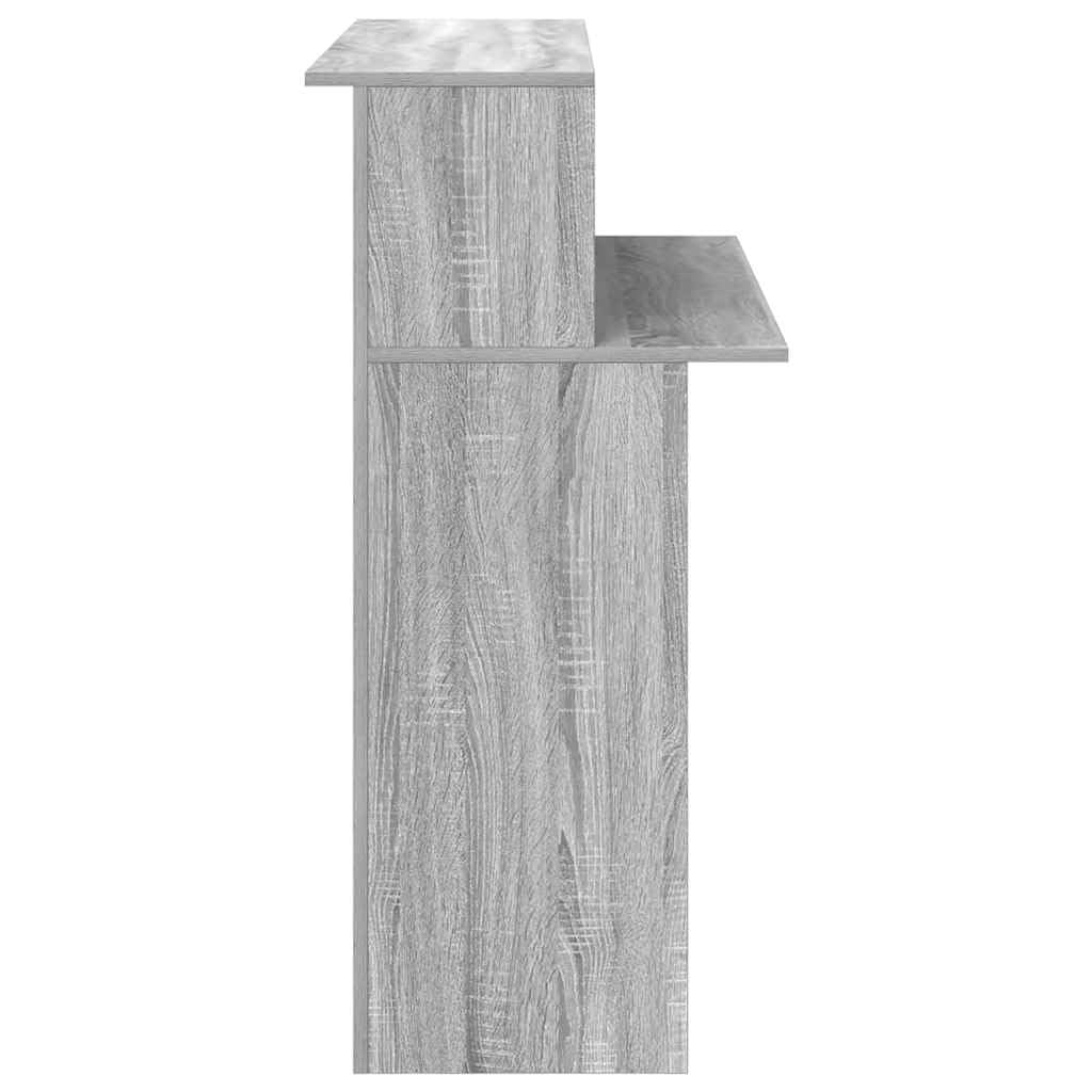Banco reception grigio sonoma in legno multistrato 100x50x103,5 cm con ripiano integrato e cassetto per ufficio studio e smartworking, mobile per postazione lavoro e computer