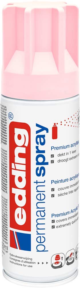 edding 5200 Permanent Spray Pastel Rose Matt 200 ml Acrylic Paint for Glass, Metal, Wood, Ceramic, Plastic, Canvas