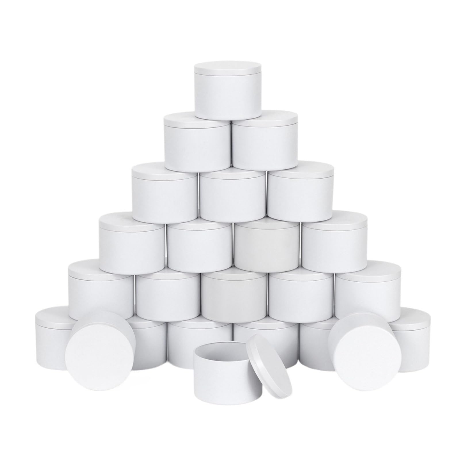 Candle Tins, Metal Empty Candle Jars 4oz Multicolor 24pcs With Lids For Making(4oz-all White-24pcs)