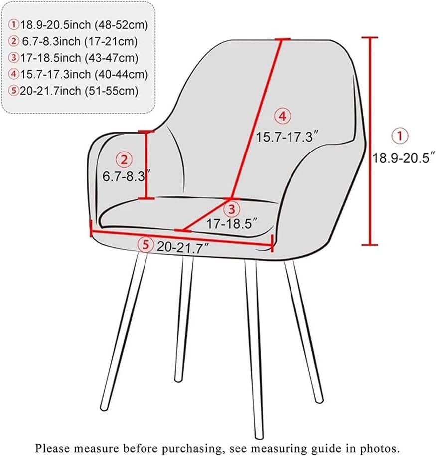 Velvet Dining Chair Covers Slipcovers with Wingback Arms, Stretch Office Computer Chair Slipcovers Curved Dining Room Armchair Protector Covers (Color : Coffee, Size : 6PCS)
