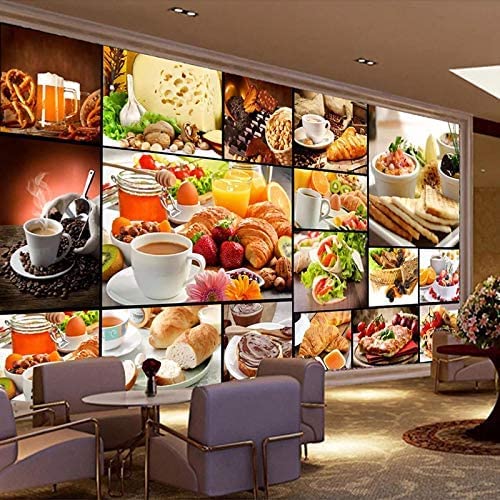 Photo Wallpaper Self-Adhesive Mural 3D European Bakery Milk Tea Dessert Shop Cafe Wall Photo Art Wall Posters Wall Stickers For Living Room Tv Sofa Theme Hotel Luxury Corridor B 200 (W) x 150 (H) cm