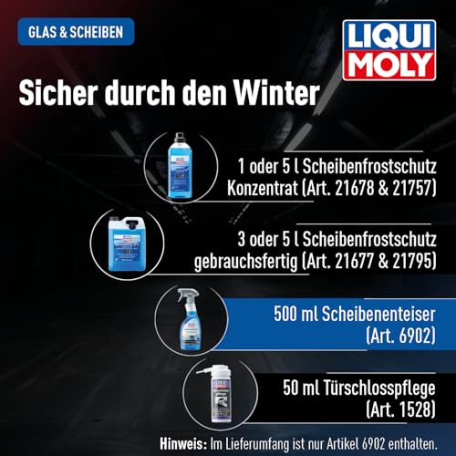 LIQUI MOLY Scheibenenteiser, Art.-Nr. 6902 I 500ml reinigendes Enteiserspray Auto für den Winter I Entfernt schnell & schonend Eis und Rauhreif an Scheiben I Eisspray Auto für erhöhte Fahrsicherheit