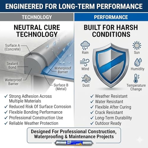 Image of HAXO Tekbond Neutral Weatherproof Silicone Sealant, Black 590 ml, UV Resistant, Anti-Fungal, Moisture Resistant Adhesive for Roof & Leakage Repair, For Concrete, Metal, Steel.