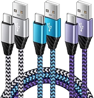 Type C Charger Cable Fast Charging, 6FT 3 Pack USB C Cable Lead for Samsung Galaxy S22 S21 S20 S10 S9 S8 A70 A52 A50 A22 A13 A12, Huawei, Xiaomi, Sony