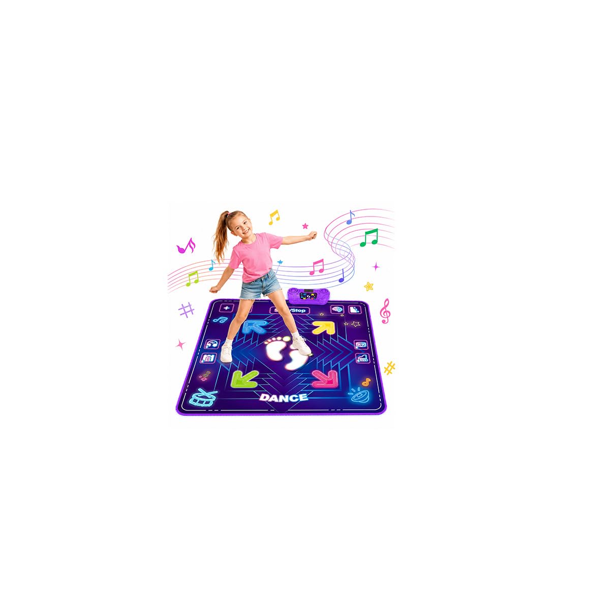 Tappeto da ballo per bambini 3-12 anni, Bluetooth, con 4 pulsanti luminosi